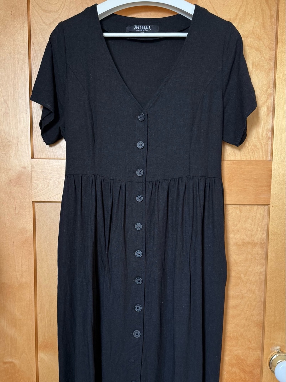 Disturbia size 10 black Rowan linen midi dress